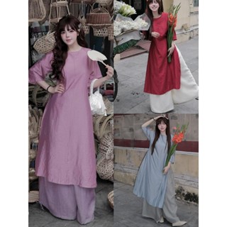 SET ÁO DÀI CÁCH TÂN TƠ LỤA CỐ TRÒN TAY LỬNG KÈM QUẦN BOOM SIÊU XINH ÁO DÀI TẾT 2026 - DÀNH CHO NỮ