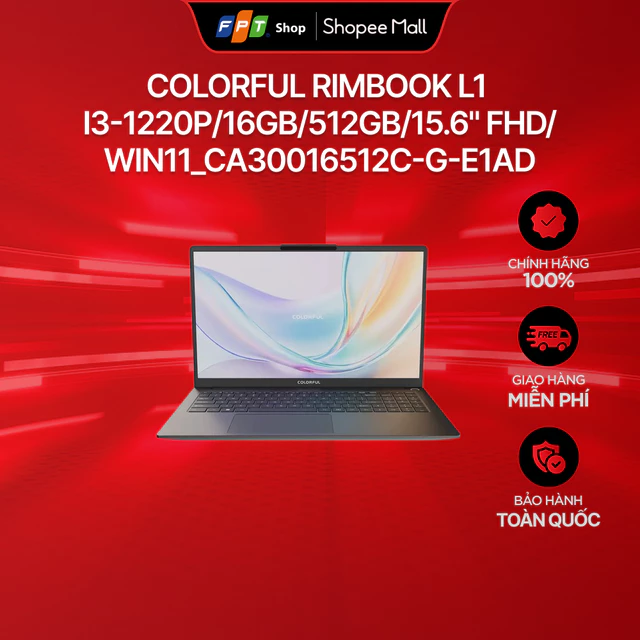 Laptop Colorful Rimbook L1 i3-1220P/16GB/512GB/15.6" FHD/Win11_CA30016512C-G-E1AD