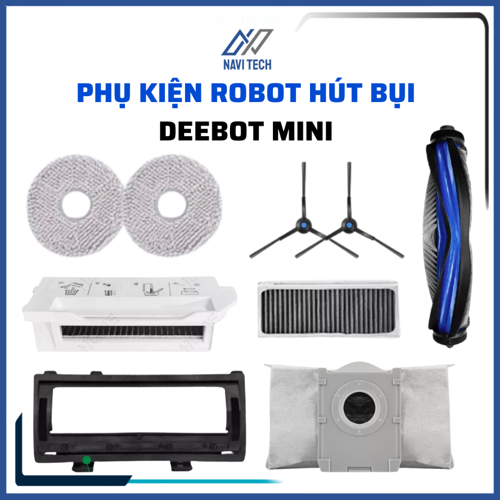 Phụ kiện dành cho robot hút bụi Deebot mini khăn lau, lọc hepa, chổi cạnh, chổi lăn, túi rác