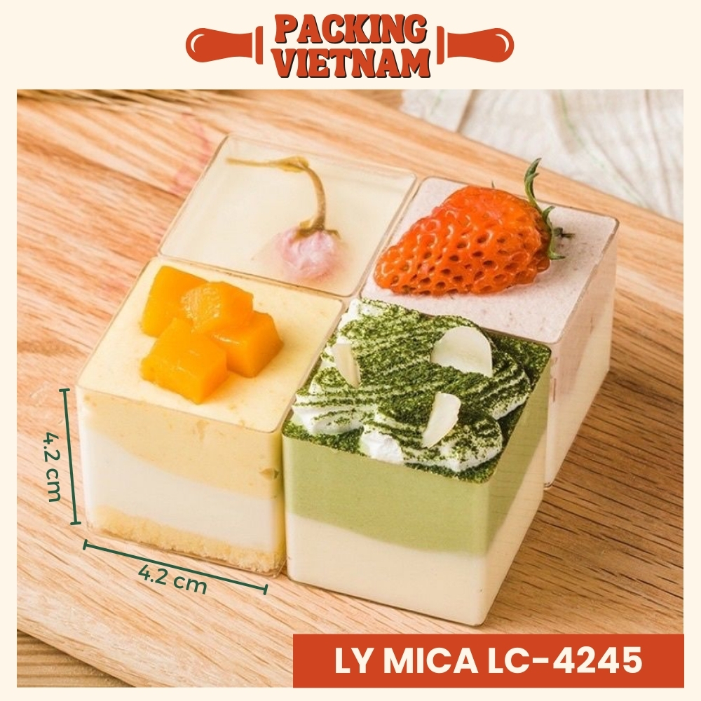 Ly vuông LC-4245 đựng bánh lạnh , đựng mousse , tiramisu, panna cotta, trang trí tiệc [LC-4245]