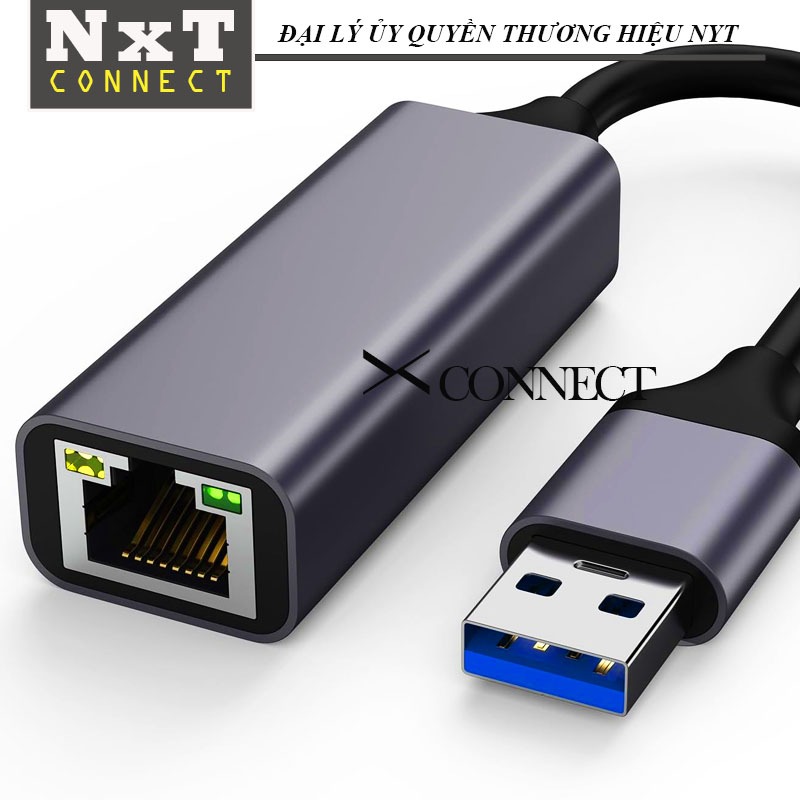 Cáp Chuyển Đổi USB 3.0 Sang LAN XConnect – Hỗ Trợ Gigabit 1000Mbps, Vỏ Nhôm Aluminum Cao Cấp - Laptop, PC, Mac, Linux