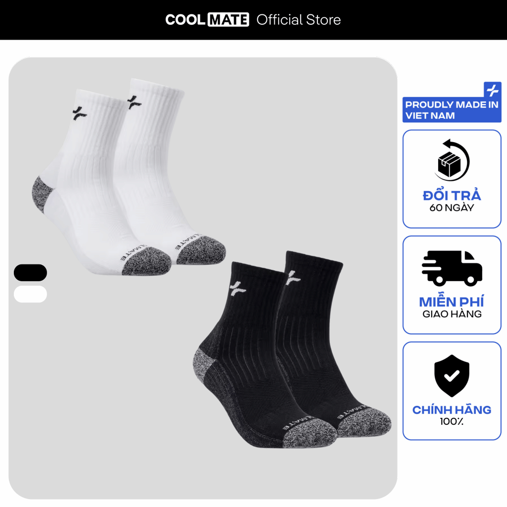 Combo 2 Tất Thể Thao Seamless Cổ Dài êm ái siêu bền Coolmate