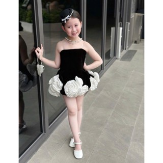  Đầm bé gái cao cấp đính hoa thủ công 3D hàng thiết kế công chúa chuẩn form vải ,váy dự tiệc sinh nhật mẹ và bé gái 