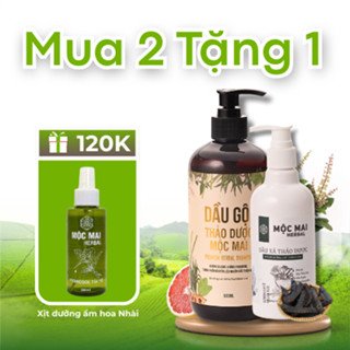 Combo 2 Chai Dầu Gội Thảo Dược và Dầu Xả Thảo Dược Chiết Xuất Thiên Nhiên Ngăn Rụng Tóc, Mọc Tóc Mộc Mai Herbal 500ml