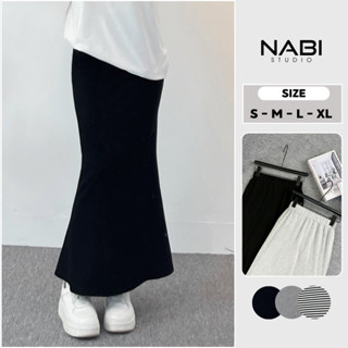Chân Váy Đuôi Cá Dáng Dài Midi Cạp Chun Chất Cotton BigSize, Chân Váy Suông Dài Cạp Chun Bản To Nabi 326