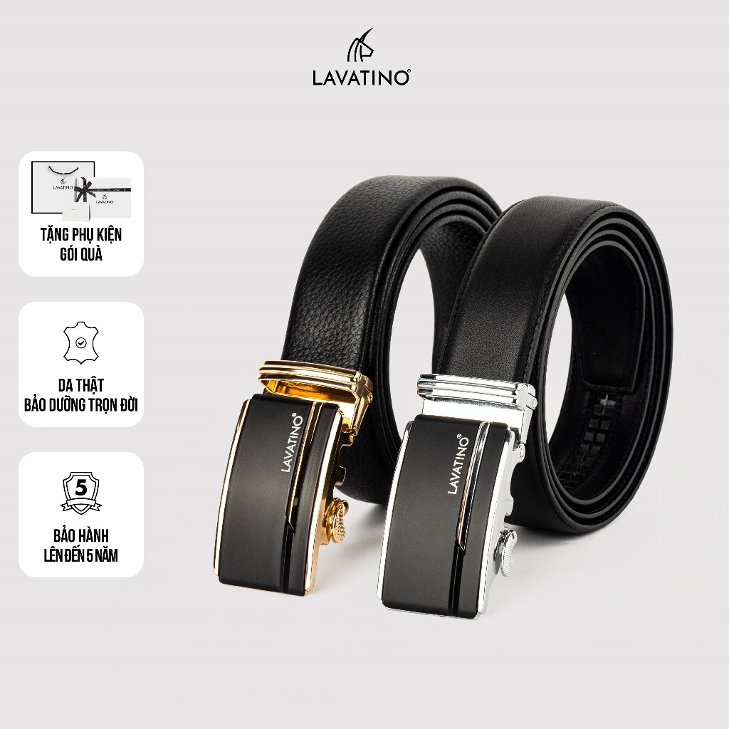 Thắt Lưng Nam Da Bò Thật, Khóa Tự Động Thiết Kế Cao Cấp Hàng Hiệu Lavatino - TINO 04