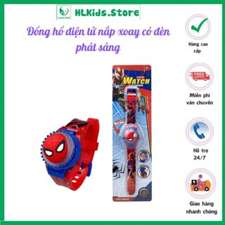 Đồng hồ siêu nhân nhện có đèn xoay chuyển cho bé