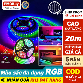 5050 cao cấp  Đèn dây LED RGB 16 triệu màu 20 mét decor phòng, bàn gaming, Chống Nước Đổi Màu