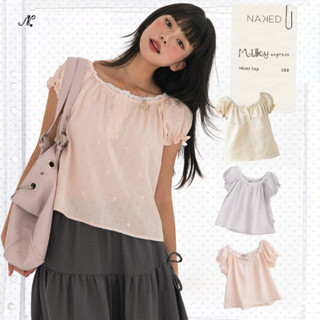 Áo kiểu tay bồng nữ NAKEDbyV áo cổ u phối viền dáng baby thoải mái MIMI TOP