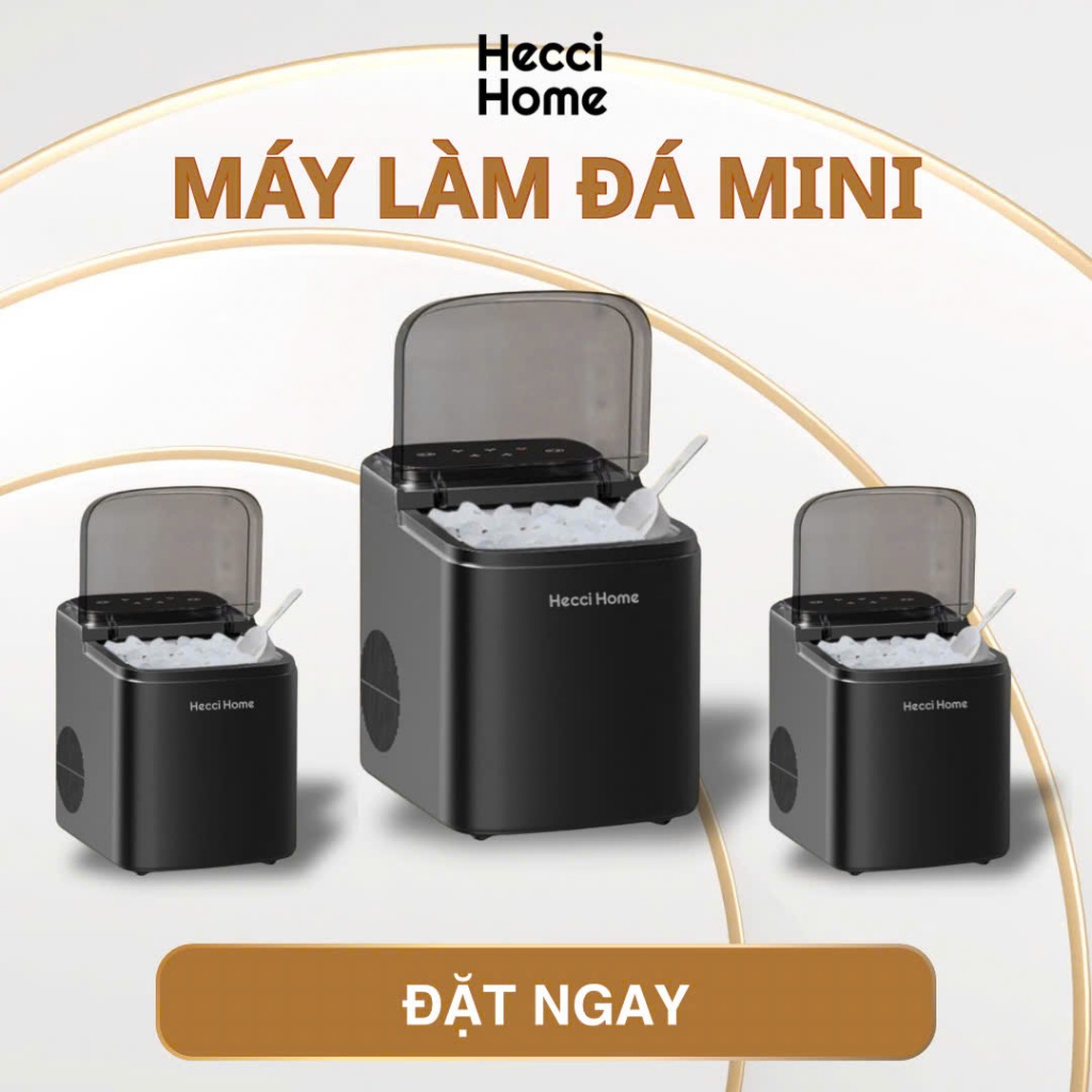   HECCI HOME  Máy Làm Đá Viên Mini Siêu Tốc 7-10 Phút Tạo Đá 15kg An Toàn Vệ Sinh Tiện Lợi Cho Gia Đình 