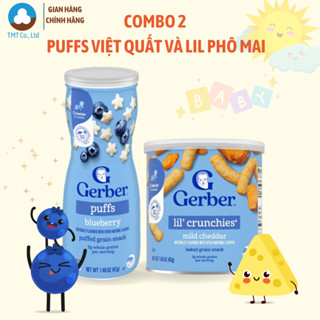 Combo 2 Bánh Ăn Dặm Nestle Gerber Puffs hình ngôi sao và Gerber Lil's Crunchies