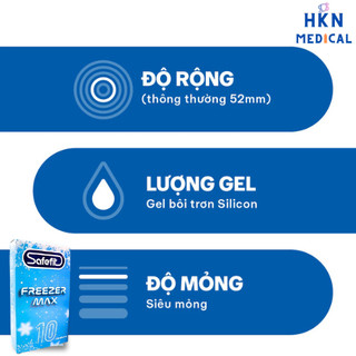 Bao cao su Siêu mỏng mát lạnh Safefit Freezer Max 3 chiếc