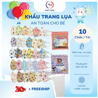   Combo 10 chiếc  Khẩu Trang Vải Lụa 5D Cho Bé Nhật Minh Cao Cấp Mềm Mịn - Ngăn Ngừa Bụi Mịn - Chống Tia UV 