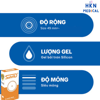Bao cao su mỏng nhiều chất bôi trơn SafeFit Smooth 3 chiếc