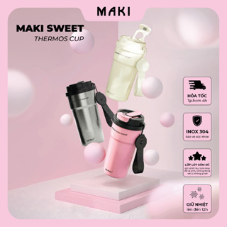 Ly giữ nhiệt, Cốc giữ nhiệt Maki Sweet giữ nhiệt 12H đồng hồ,dung tích 500ml,inox 304 kết hợp lớp lót sứ chống bẩn