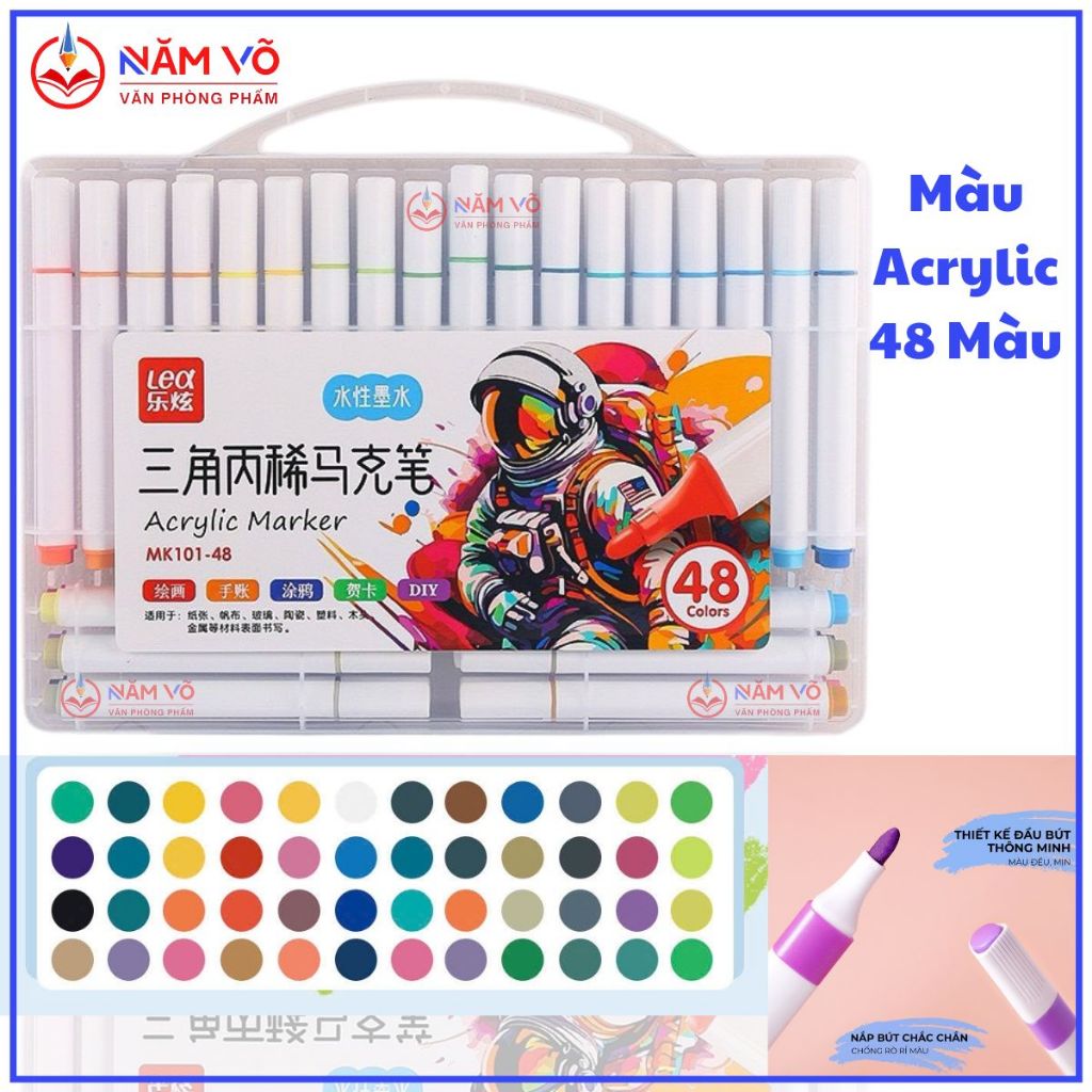 [MK101 48 MÀU] Bút Dạ / Bút Lông Màu Acylic/ Bút Màu Acrylic Marker MK 101 - 48 Màu Thân TAM GIÁC, Đ