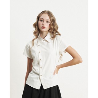 Áo sơ mi phom ôm ROSALIND ngắn tay mặc đi làm KHÂU BY CQ