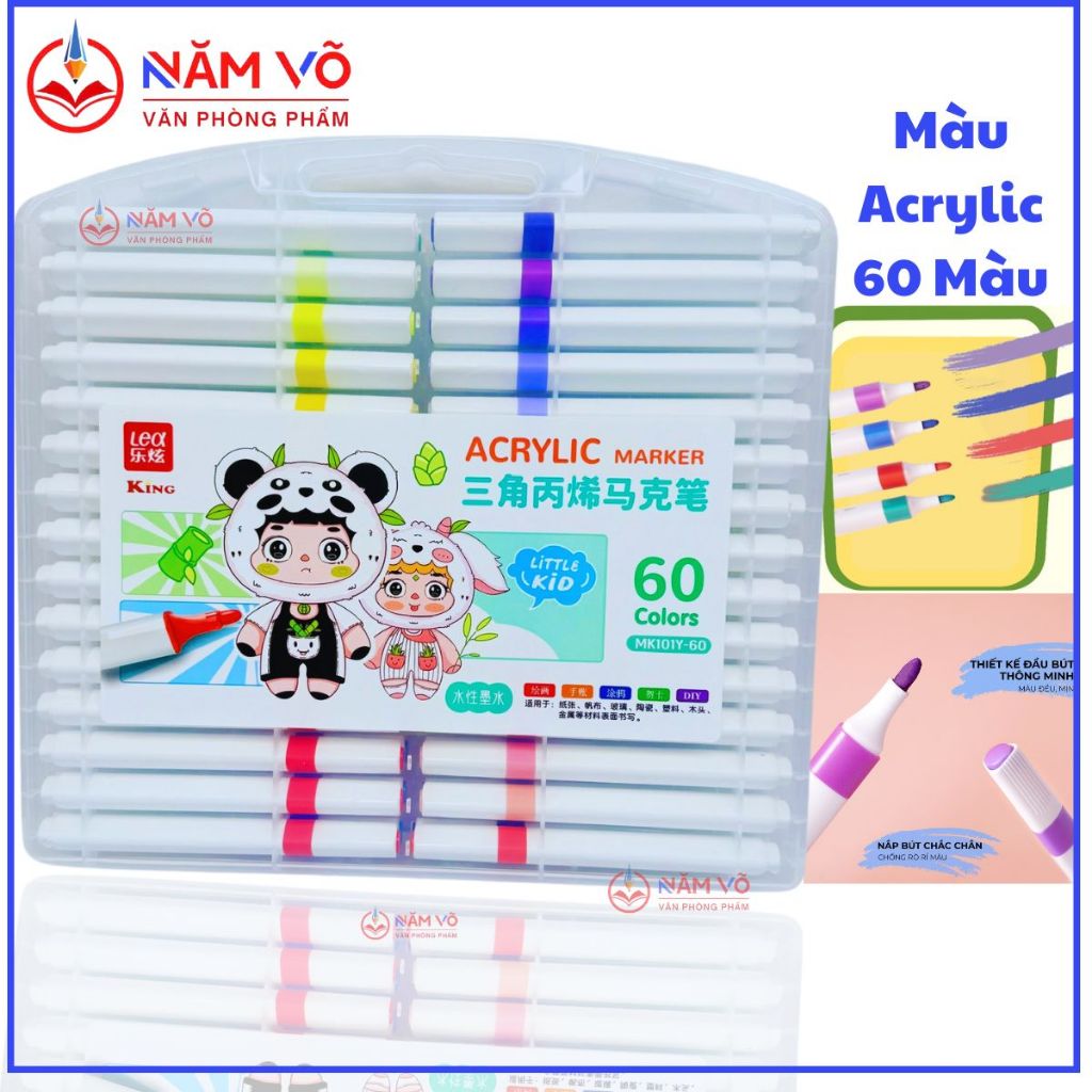 [MK101 60 MÀU] Bút Dạ / Bút Lông Màu Acylic/ Bút Màu Acrylic Marker MK 101 - 60 Màu Thân TAM GIÁC, Đ