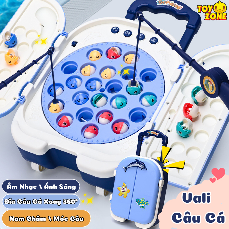 Đồ Chơi Vali Câu Cá Có Nhạc Cho Bé - Set Đồ 2 Cần Câu Kèm 24 Con Cá, Đồ Chơi Vui Chơi Giải Trí Cho B