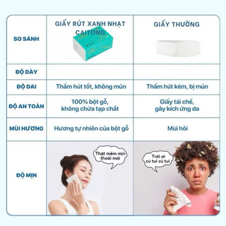 Giấy rút chính hãng Caitong 5 lớp 520 tờ xanh nhạt siêu dai, mềm mịn [CHUẨN NỘI ĐỊA TRUNG]