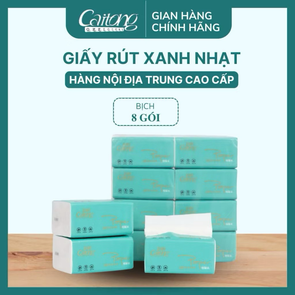 Giấy rút chính hãng Caitong 5 lớp 520 tờ xanh nhạt siêu dai, mềm mịn [CHUẨN NỘI ĐỊA TRUNG]