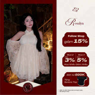  Áo yếm kiểu nữ Rosalyn top dáng bồng tay dài sang trọng - Áo yếm dáng bay babydoll phối ren phù hợp mùa thu 