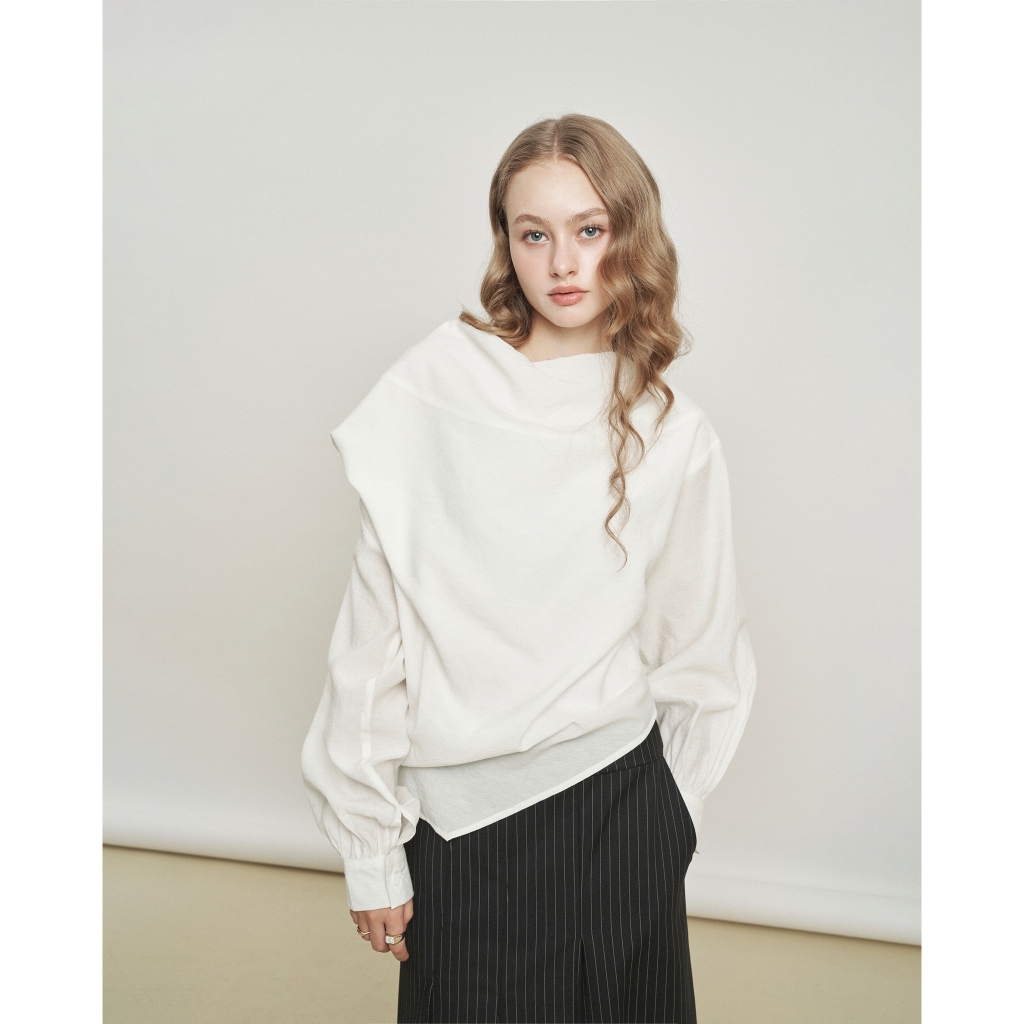 Áo nữ FELICIA cổ đổ tay dài KHÂU BY CQ