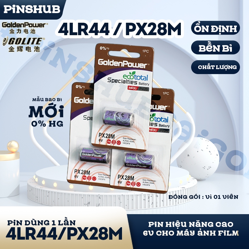 [CHUẨN EU] PIN 6V 4LR44 Alkaline GOLDEN POWERmáy ảnh film PX28L / PX28 / 4SR44 / PX28A / A544 / 476A