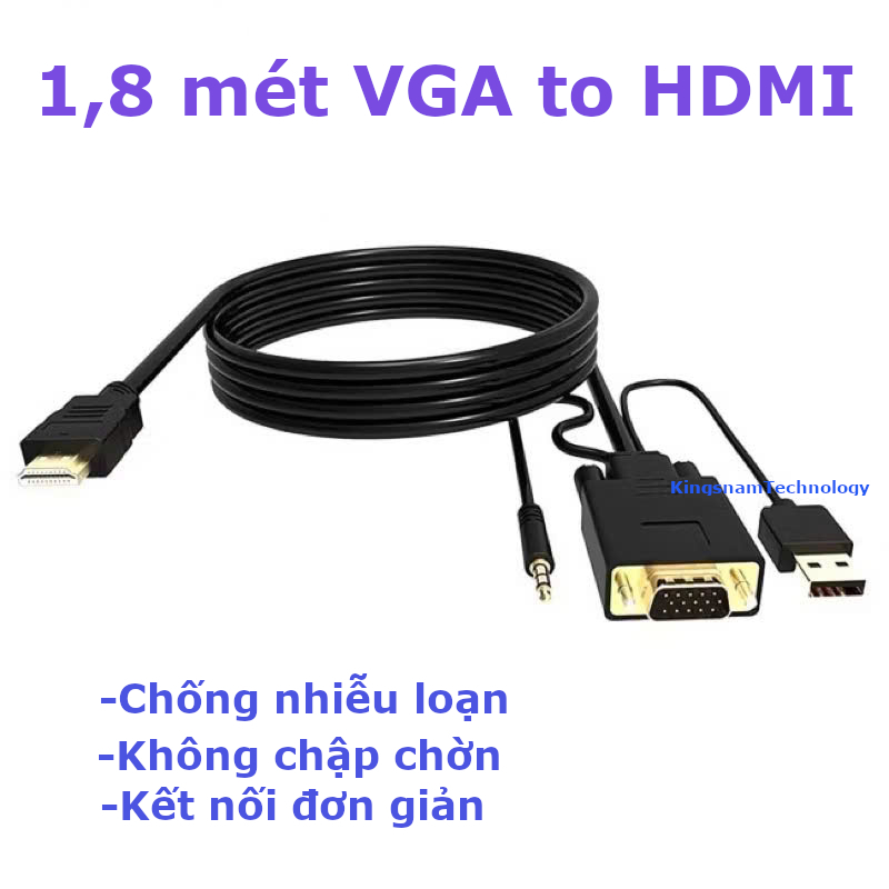 Cáp 1,8 mét chuyển đổi từ VGA sang HDMI có âm thanh-VGA TO HDMI có âm thanh HDMI to VGA Hàng chất lượng