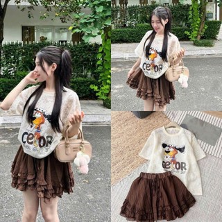  SB22 Sét Bộ Áo Ren In Hình Mix Chân Váy từ bigsize Kim Ngân 