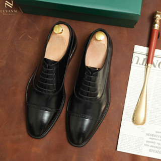Giày Tây Nam OXFORD 9605 POLYTINO LUVANNI Giày Công Sở Da Bò Cao Cấp Đế PHIP Tăng Chiều Cao