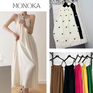 ( Nhiều mẫu ) Váy 2 dây dáng dài ôm ngực dáng xòe hồng đỏ be Đầm nữ hai dây maxi xòe rộng đi biển du lịch T626G MONOKA