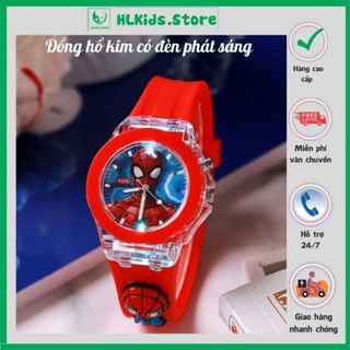 Đồng hồ LED kim 3D siêu nhân nhện có đèn cho bé