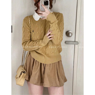  NODDLES•LALASTUDIO• Áo len thừng cổ tròn dài tay thêu ngựa cao cấp áo len thừng basic hàng qccc 