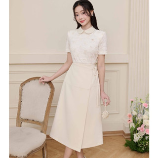 BEAUTEBYV - Chân váy nữ đắp vạt gân nổi Savy