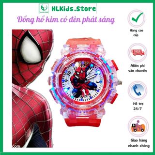 Đồng hồ kim trẻ em hình siêu nhân nhện phát sáng cho bé