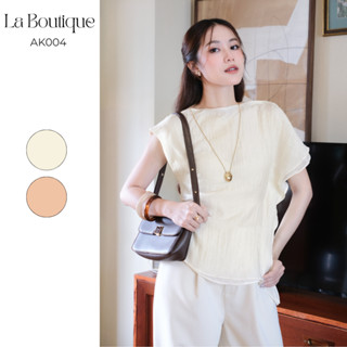 Áo Cánh Dơi Phối Nút Thắt Eo LA BOUTIQUE Chất Tơ Xốp Nhăn - AK004-2507LAT