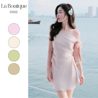 Đầm Lụa Trễ Vai Cột Nơ LA BOUTIQUE Chất Lụa Xược-D022