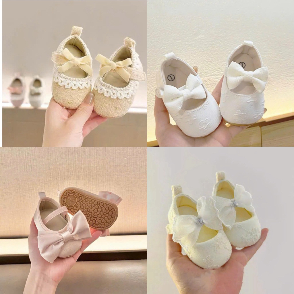 Giày búp bê bé gái sơ sinh tập đi – Giày vải mềm nhẹ chống trơn cho bé 0–18 tháng
