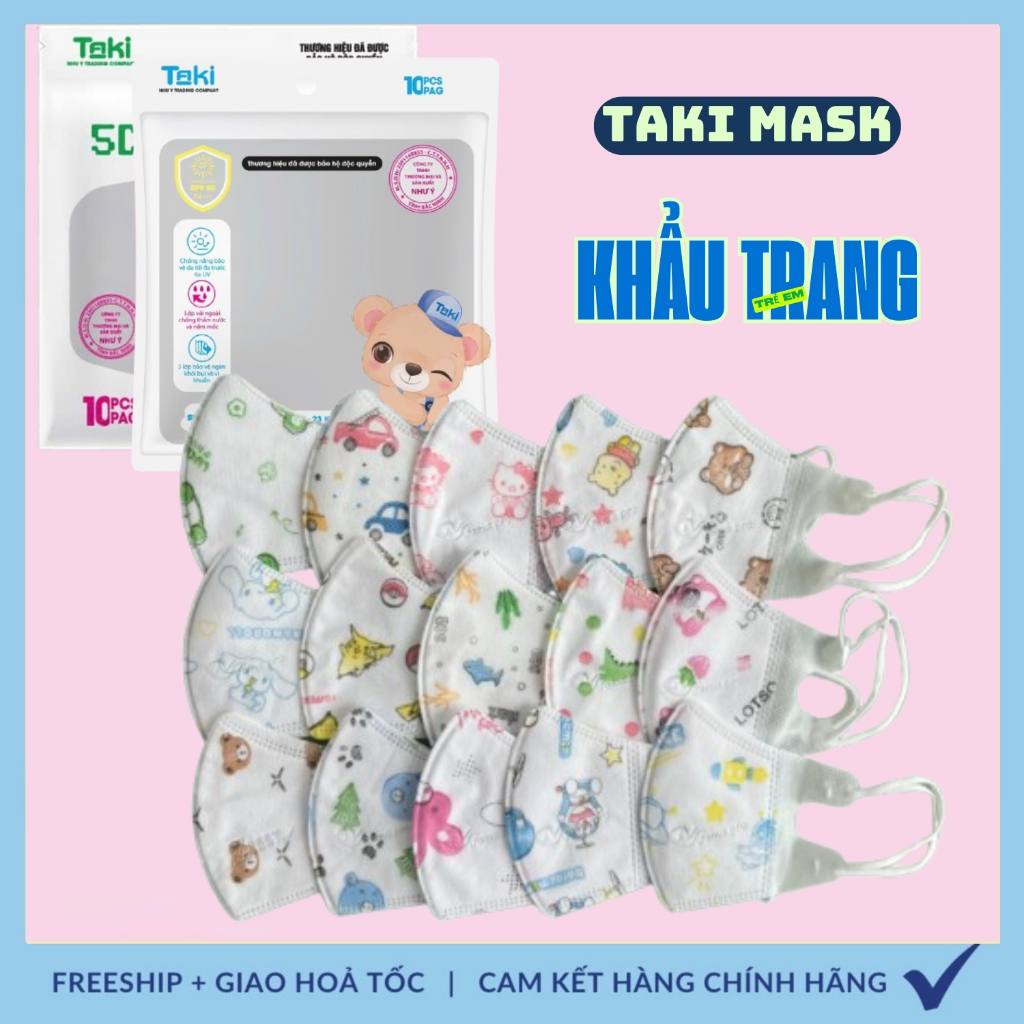 [ Thùng 300 chiếc ] Khẩu trang 5d Taki bé 3 Lớp Lọc Mịn 2.5PM