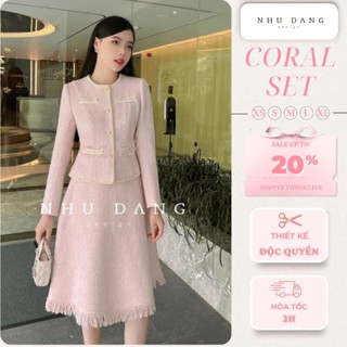 [Full size 38-65kg] Set chân váy công sở thiết kế giấu bụng NHƯ ĐẶNG DESIGN tweed cao cấp kèm áo khoác CORAL SET