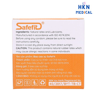 Bao cao su mỏng nhiều chất bôi trơn SafeFit Smooth 3 chiếc