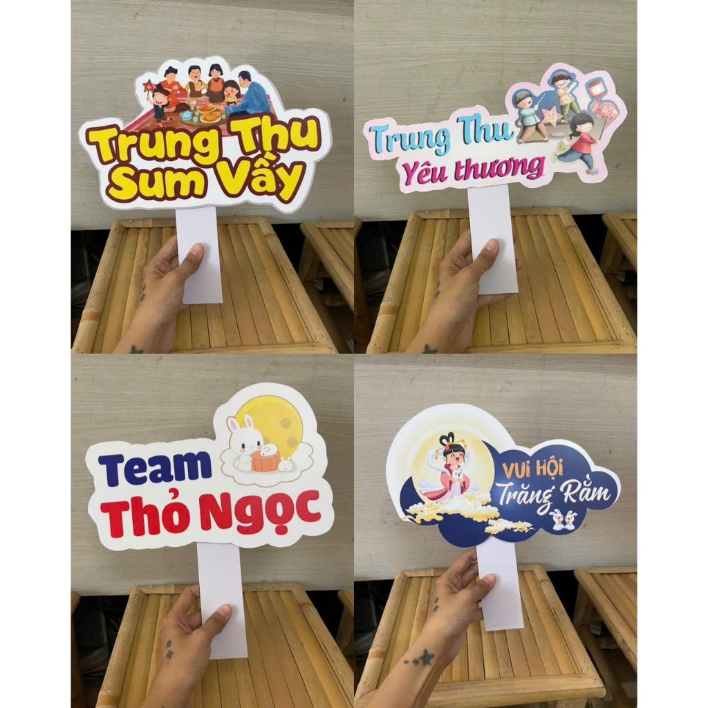 Hastag trung thu, bảng hastag cầm tay tết trung thu, bảng tay cầm trung thu cho bé