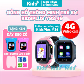 [ TẶNG DÂY ĐEO CỔ - KÍNH CƯỜNG LỰC ] Đồng hồ thông minh trẻ em KidsPlus Y92 4G lắp sim nghe gọi hai chiều, Video Call 4G