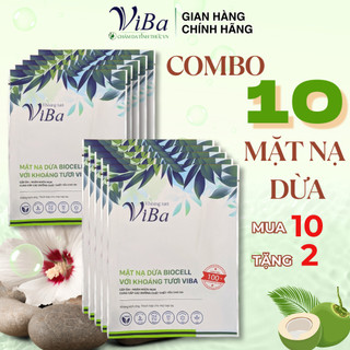  Combo 10 Mặt Nạ Dưỡng Da Cấp Ẩm Dừa Khoáng Viba Biocell Mờ Thâm Sáng Da Mịn Màng 