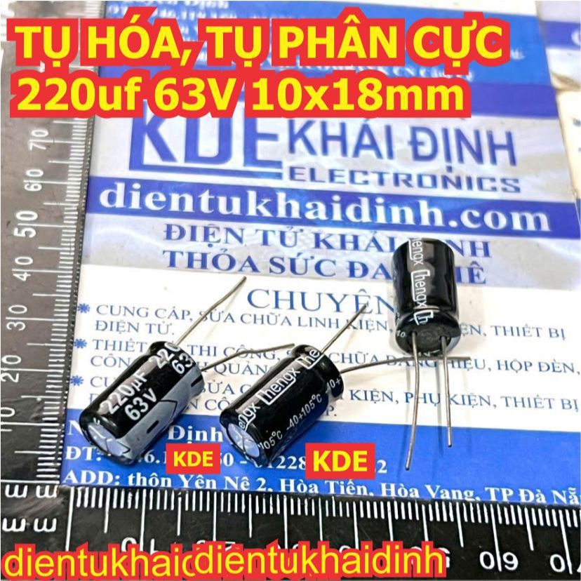 50 con TỤ HÓA TỤ PHÂN CỰC chân dài 220uf 16V 25V 35V 50V 63V 100V KDE1802