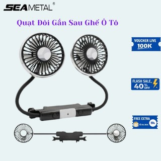  Quạt Đôi Gắn Ghế Ô Tô Xoay 360° – Làm Mát Nhanh 3 Cấp Gió Kết Nối USB Hoạt Động Êm Ái 