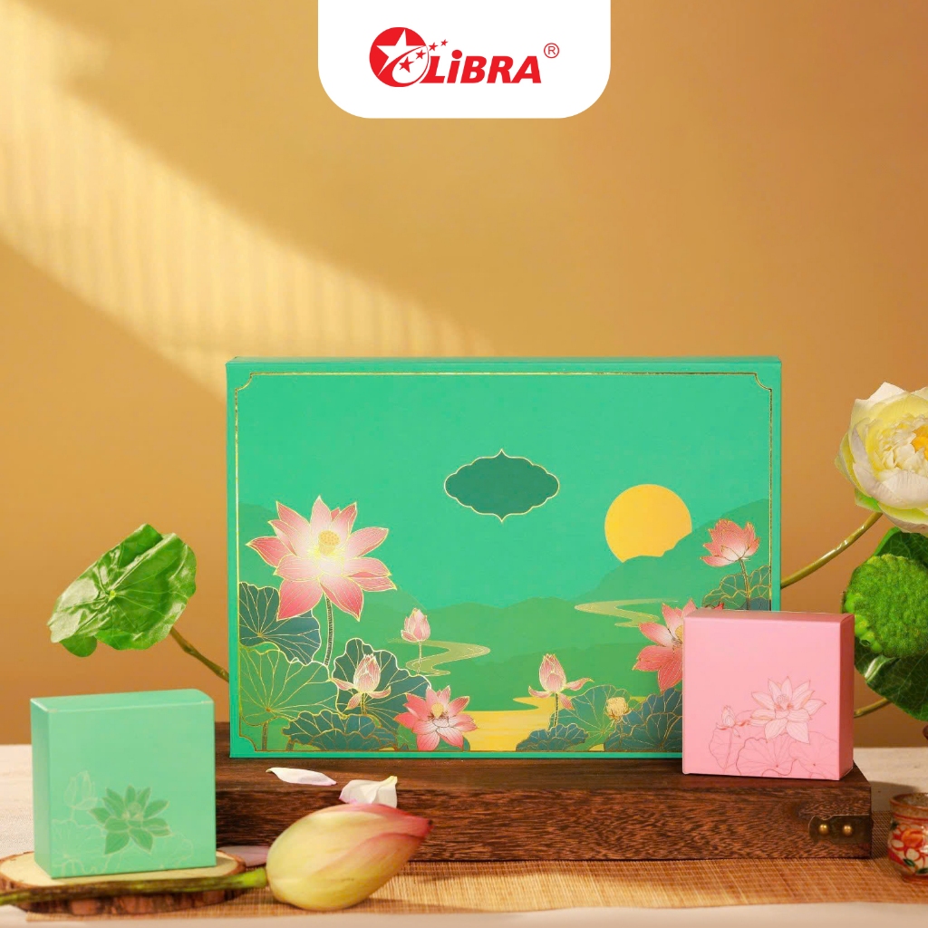 Bộ vỏ hộp bánh trung thu màu Xanh 6 vỏ hộp bánh - Vỏ hộp cứng, quà tặng trung thu - Bánh kẹo Libra