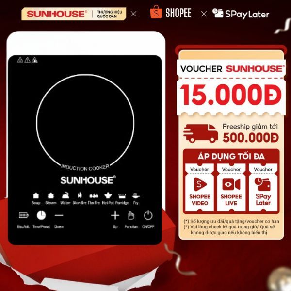 Bếp Từ Sunhouse 2200W – Cảm Ứng Nhạy, Mặt Kính Bền