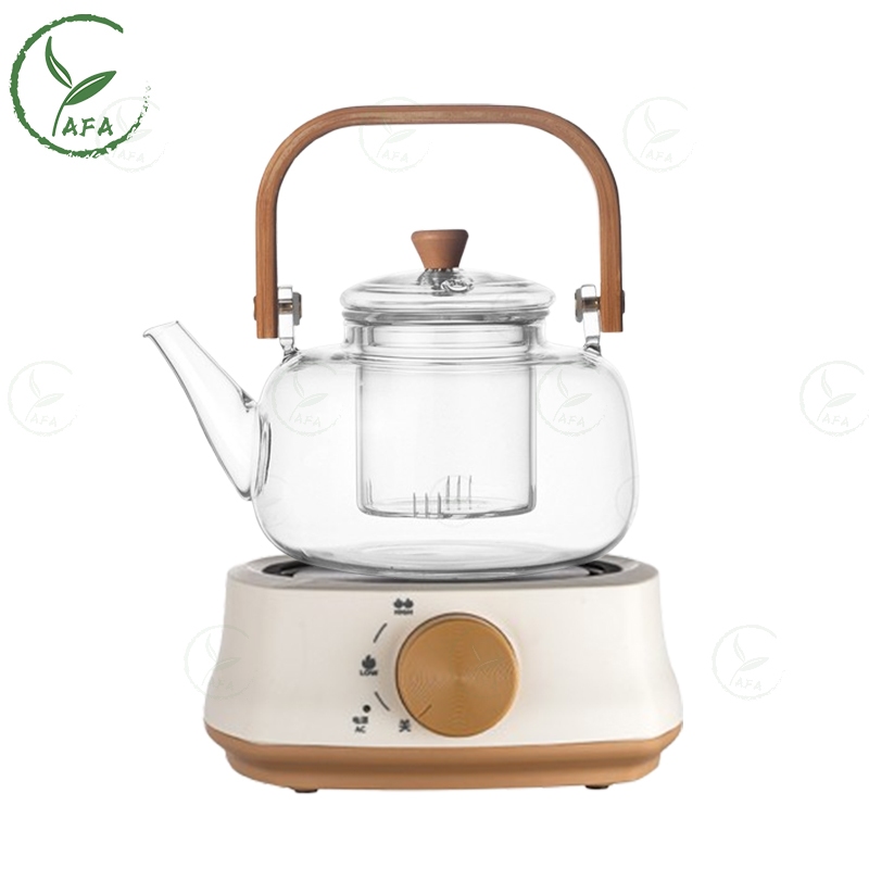 Bộ Ấm trà thủy tinh chịu nhiệt có Bếp điện Bình trà Thủy Tinh Có lọc trà 900ML Bếp hồng ngoại 600W